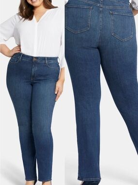 NYDJ Plus Size Straight Leg Jeans in Medium Blue Wash